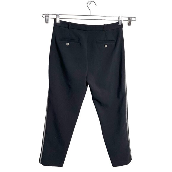 Zara Side Striped tapered cropped Trouser Pants blk sz M - Picture 2 of 6